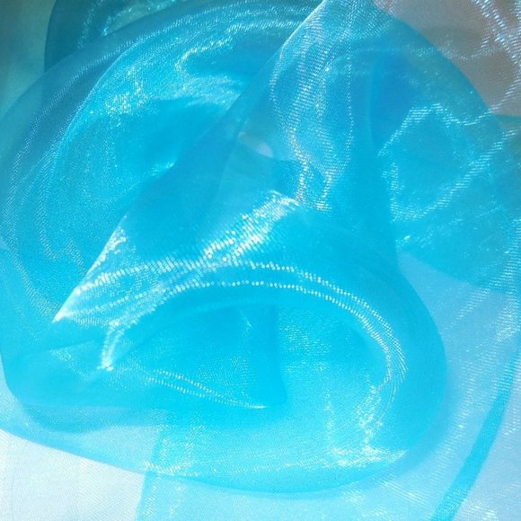 Vintage Scarf Square 22" x 22" blue organza see-through neckerchief - Picture 5 of 5